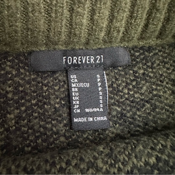 Green & Black Checkered Knit Crewneck Baggy Sweater - Picture 6 of 8